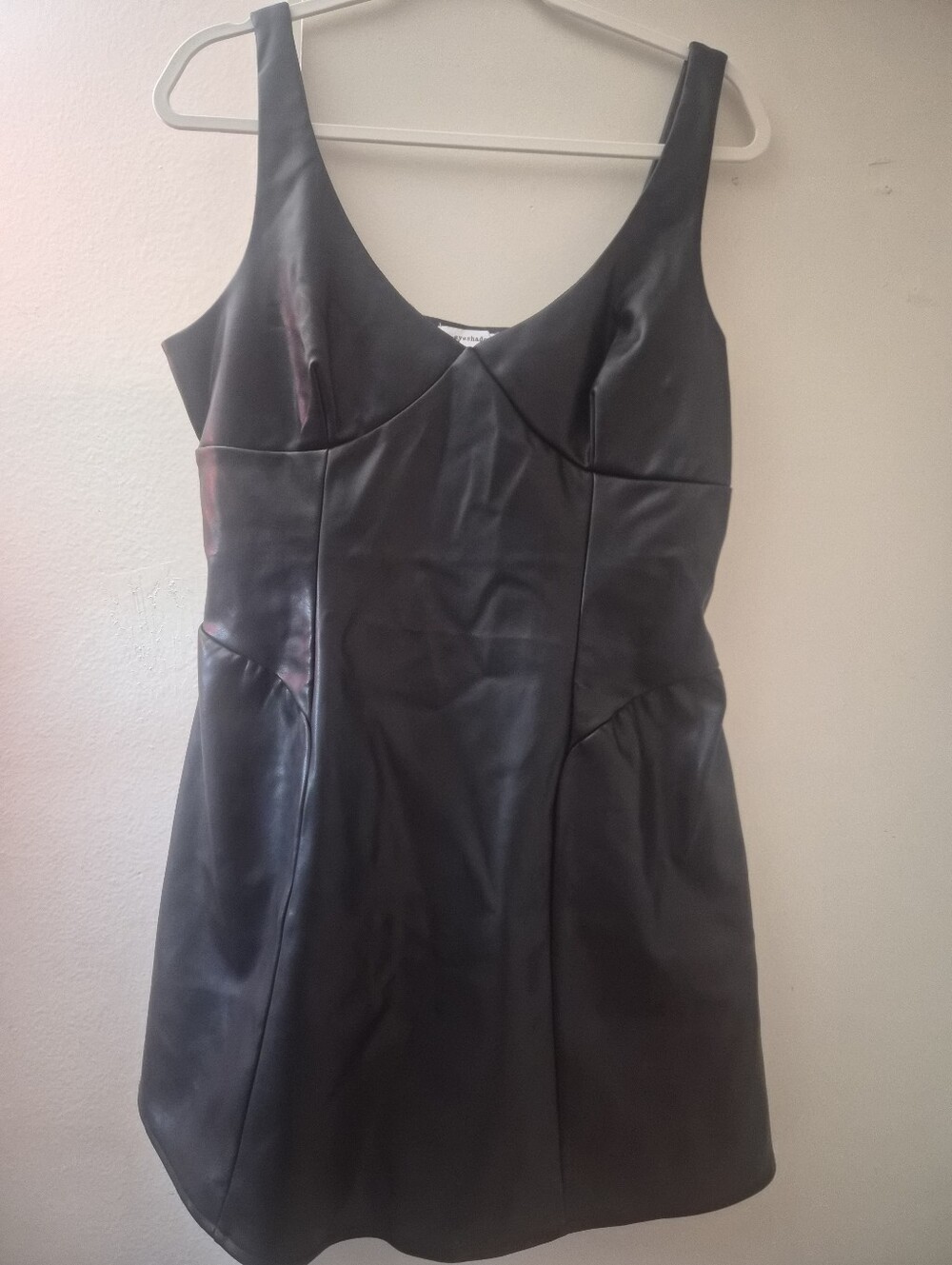 Black Faux Leather Sleeveless Dress